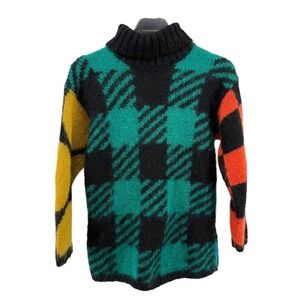 Vtg. 90s The Limited Womens M/L Pre-Owned Plaid Turtleneck Sweater Color Block
